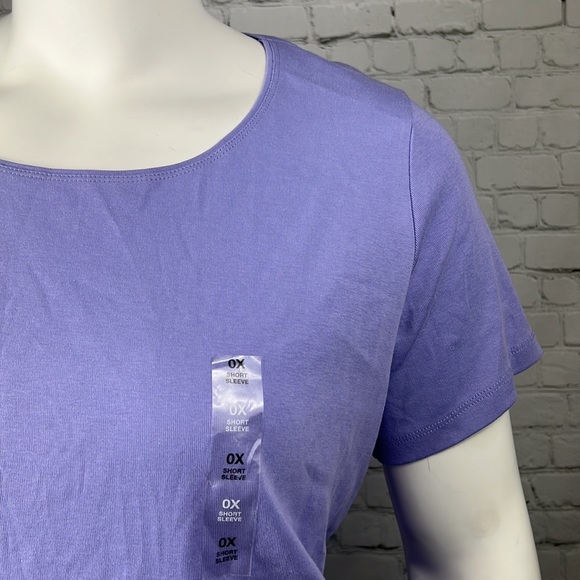 Light Purple Cotton Short Sleeve Scoopneck Top Plus Size 0X - Picture 5 of 5